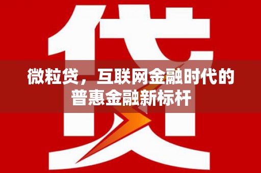 乌恰微粒贷，互联网金融时代的普惠金融新标杆