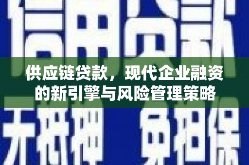 乌恰供应链贷款，现代企业融资的新引擎与风险管理策略