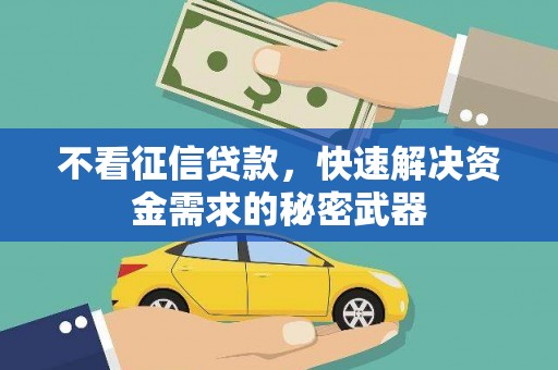 乌恰不看征信贷款，快速解决资金需求的秘密武器