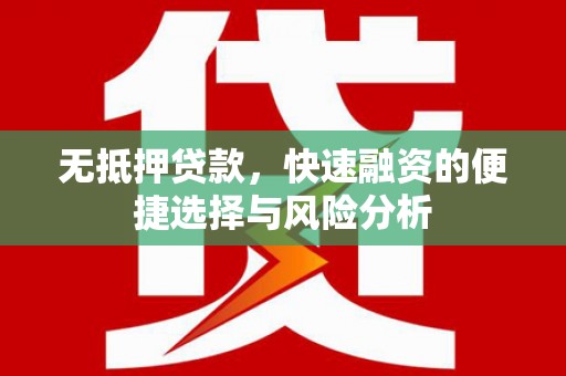 乌恰无抵押贷款，快速融资的便捷选择与风险分析