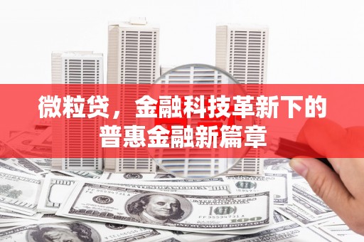乌恰微粒贷，金融科技革新下的普惠金融新篇章
