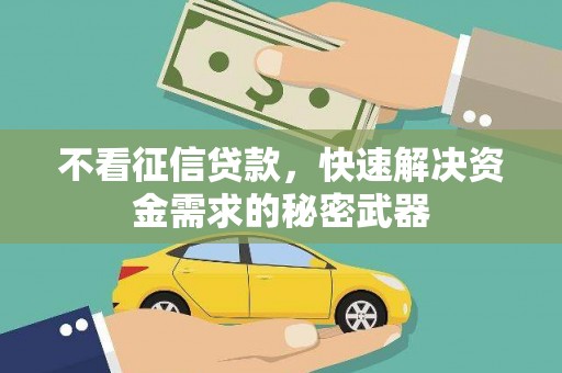 乌恰不看征信贷款，快速解决资金需求的秘密武器