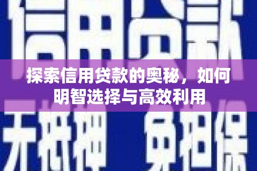乌恰探索信用贷款的奥秘，如何明智选择与高效利用